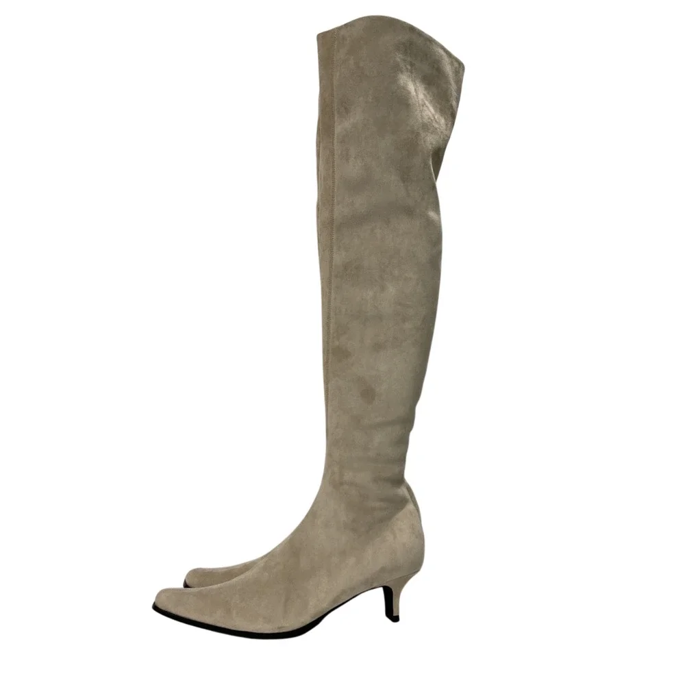 Jeffrey Campbell Sleek Beige Kitten Heel Boots Size 8